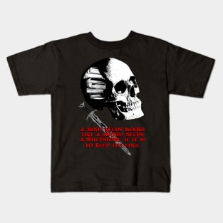 A Mind Needs Books.... Dark Fantasy, Sword and Sorcery Skull Kids T-Shirt